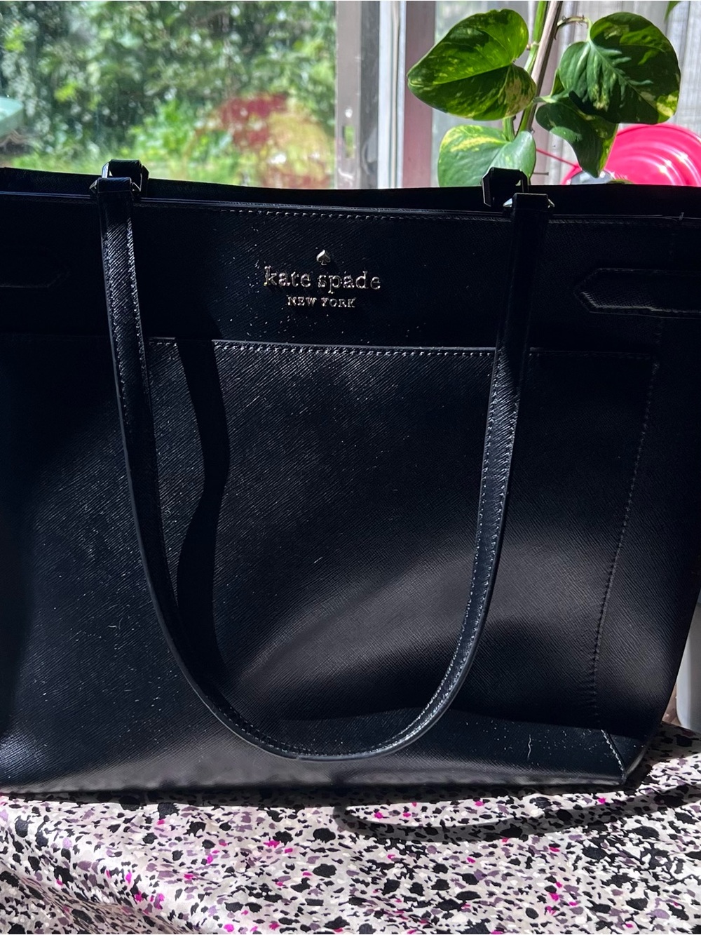 kate spade Black Leather Structured Tote